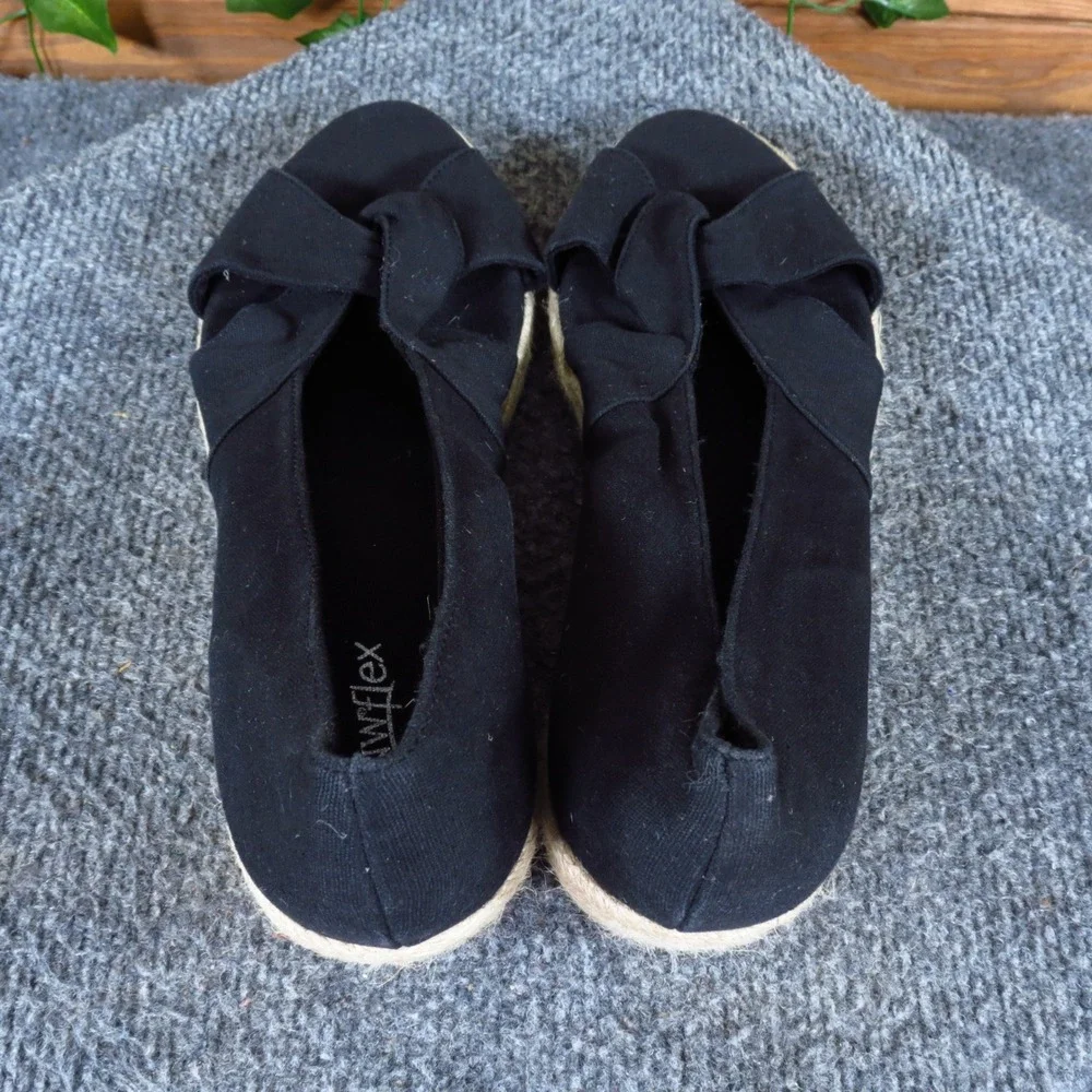 GNWflex Sandra Women Espadrille Wedge Sandals Size 10M Summer Black Fabric